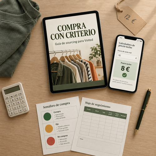 Contenido del Kit Compra con Criterio: guía, calculadora de precio techo, semáforo de compra y hoja de seguimiento